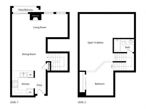 Floor plan for 1 bed, 1 bath, 760 sqft